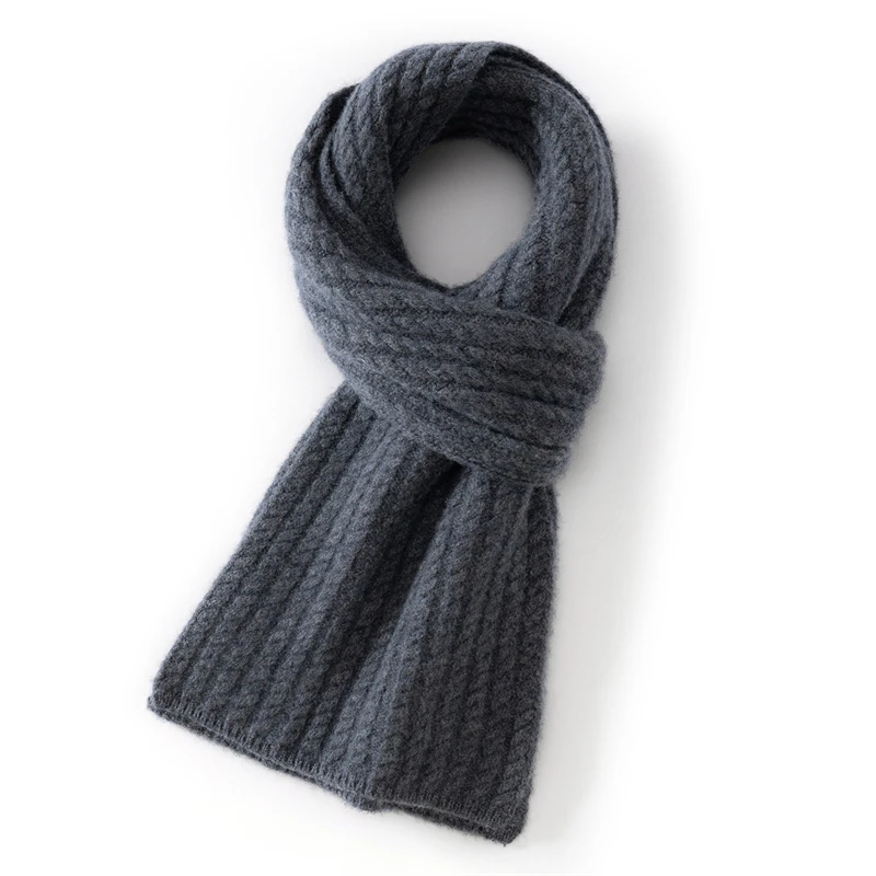

Осень-зима, новый однотонный шарф в корейском стиле, зимний утолщенный 100% кашемировый теплый универсальный витой вязаный шерстяной шарф для шеи