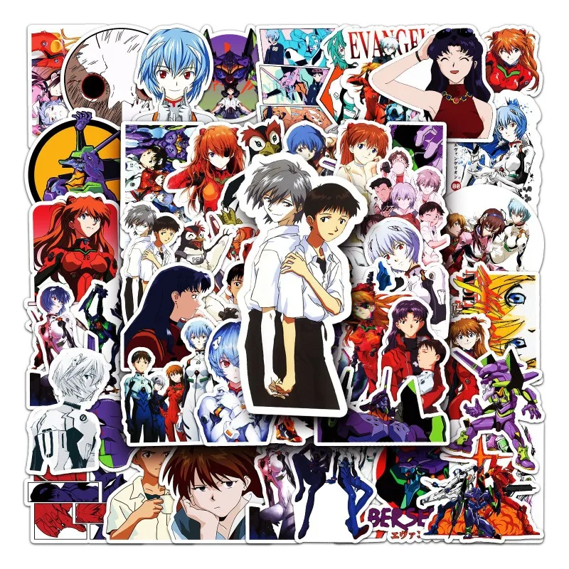 50pcs Neon Genesis Evangelion Graffiti Stickers Water Cup Luggage Desktop Stationery Skateboard Refrigerator Decorative Stickers