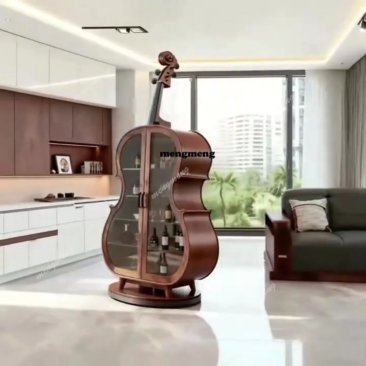 Y136 Y136 American cello solid wood modeling wine cabinet display cabinet living room glass door display cabinet art European wi