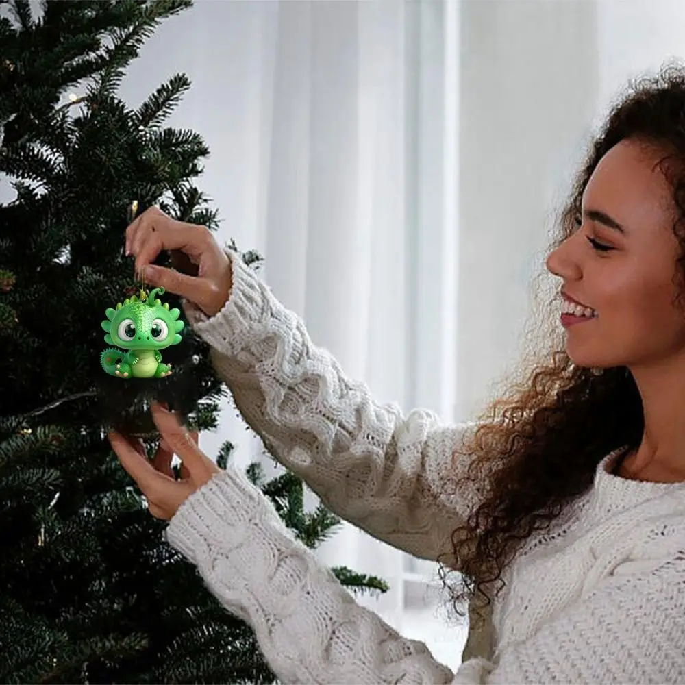 Green Dragon Christmas Tree Dragon Pendant Fly Dragon Baby Xmas Party Decor Dragon Baby Cartoon Delicacy Animation