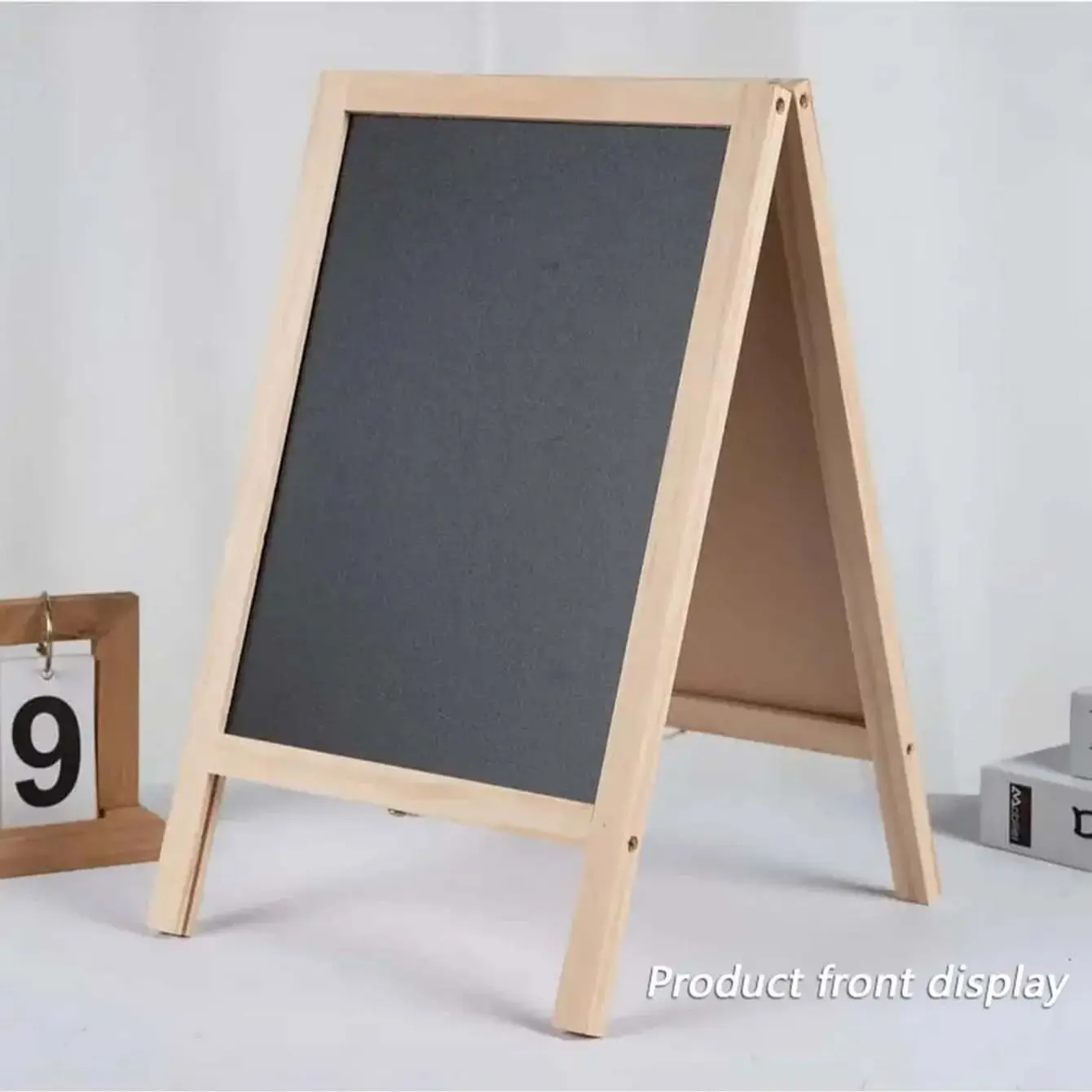 1pc Double-sided Foldable Advertising Drawing Board, Erasable Teaching Chalkboard, Wood Frame Blackboard, Dry Erase Whiteboard