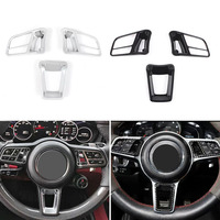 3pcs Car Styling Interior Steering Wheel Button Frame Cover Trim Fit For Porsche Cayenne Macan 2015-2020 Panamera 718 911 918