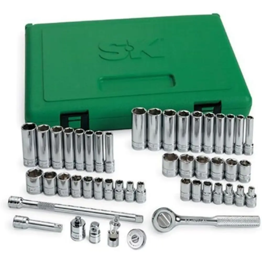 

48-Piece 1/4 Drive 6-Point Stand and Deep Socket Set: 3/16 to 9/16, 4mm to 15mm, SAE & Metric
