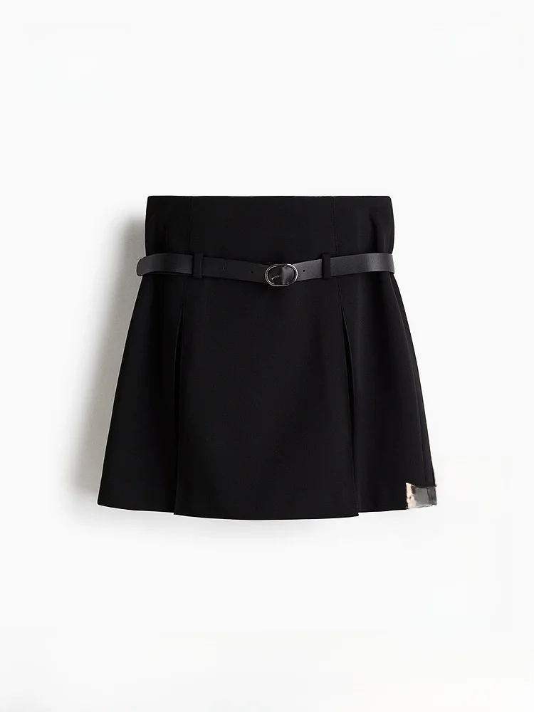 

H&M Зимняя женская юбка трапециевидной формы с поясом. Простая юбка-стойка из полиэфирного волокна. Подходит для женщин.