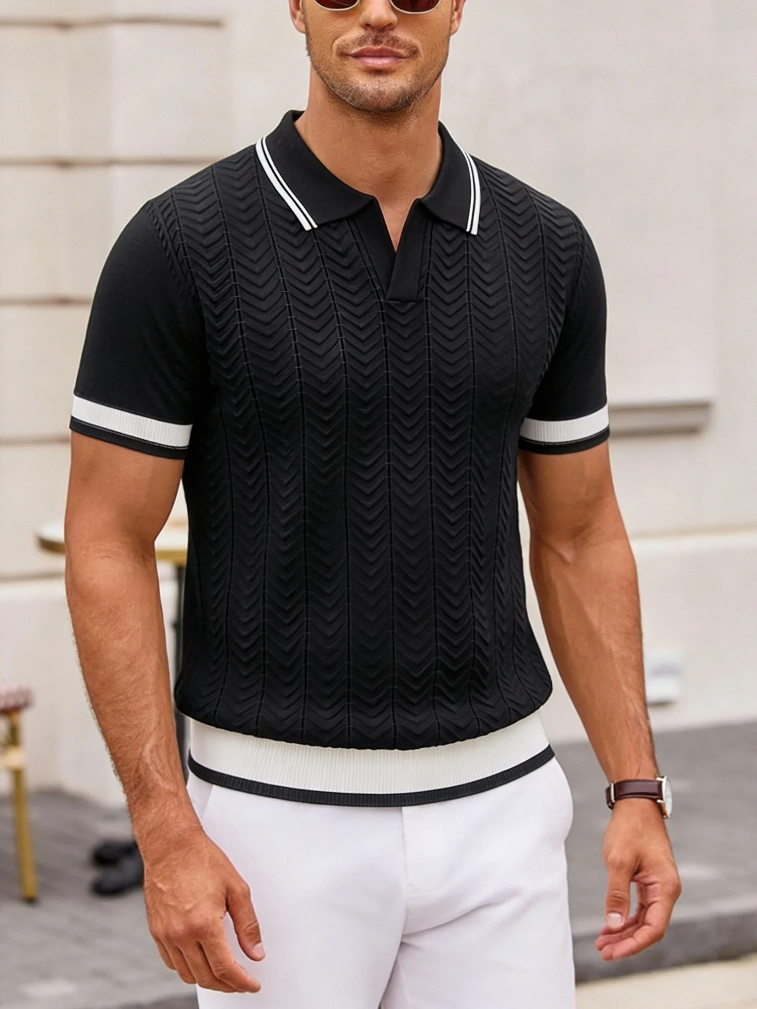 قمصان بولو رجالية منسوجة بتصمي - مراجعة Mens Fashion Wear وسعره