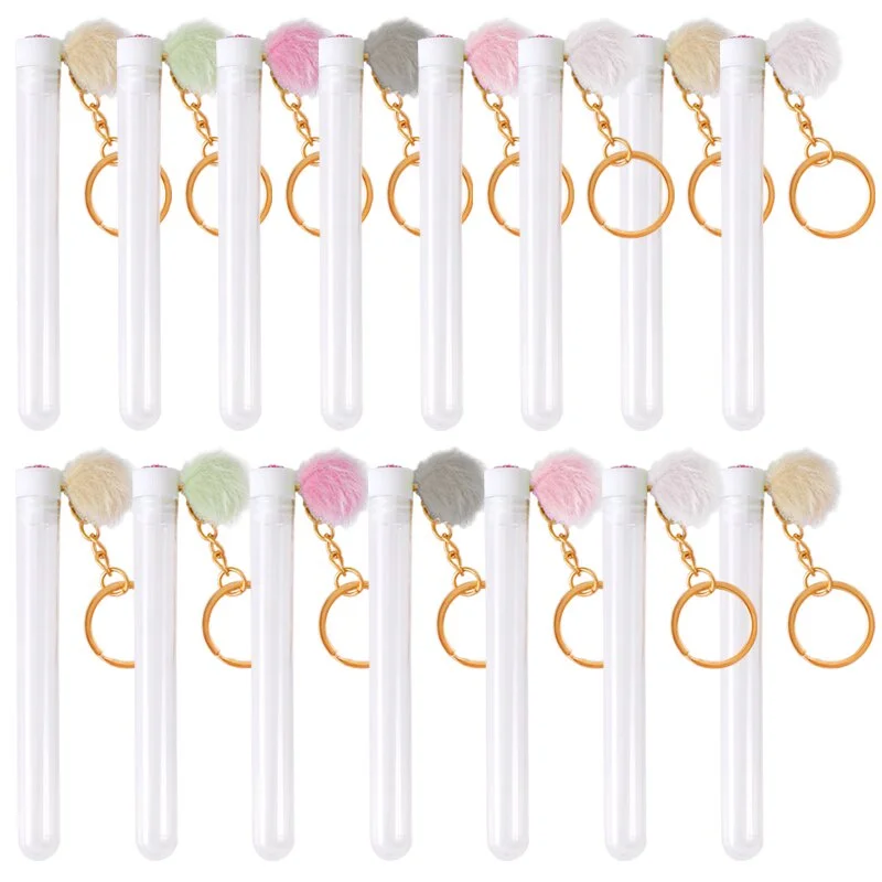 20/10/5Pcs Eyelash Brush Tube With Gold Keychain & Fluffy Fur Pom Pom Ball Lash Extension Makeup Brush Eyebrow Comb Beauty Tools