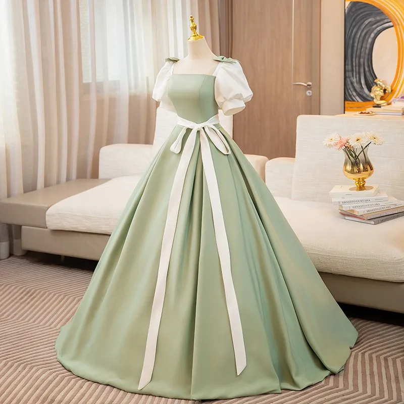 Sweet Princess Quinceanera Dress Newest Ball Gown Dress With Bow Sleeve Elegant Long Simple Vestido De Debutante Customized