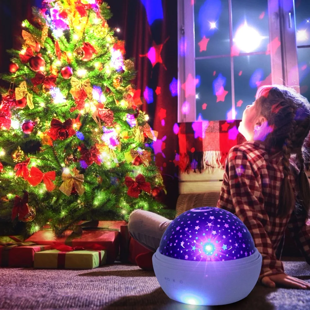 8 Color Modes Projection Night Light USB Battery Powered Starry Sky Projector Projector Lamp Rotating Feature Wall Projection