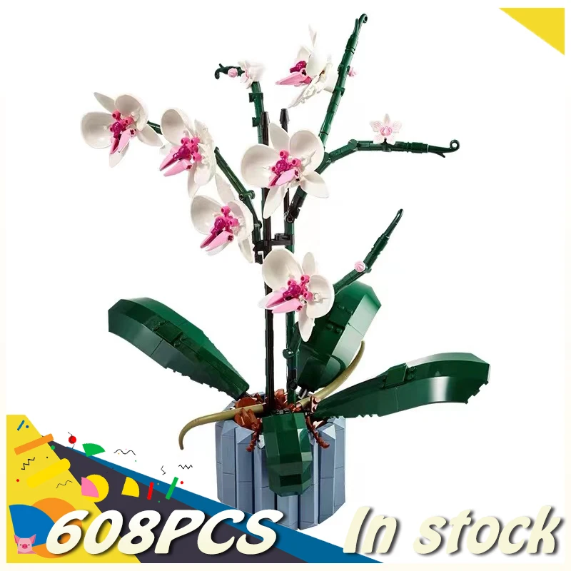 Orchid Best Moc Succulents Flower Bouquet 10311 Building Blocks City Romantic Kit Friends DIY Assembly Bricks Toys Girls Gift