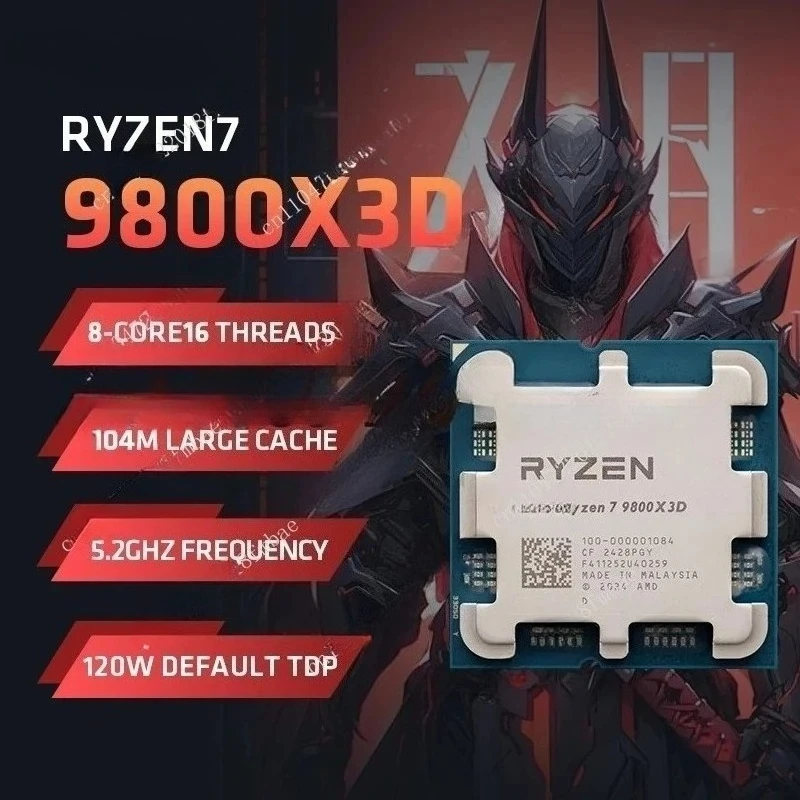 

Game Cache Socket AM5 4NM Without Package for PC Gamer 9800X3D Gaming CPU 5.2GHz 8-Core 16-Thread 104M