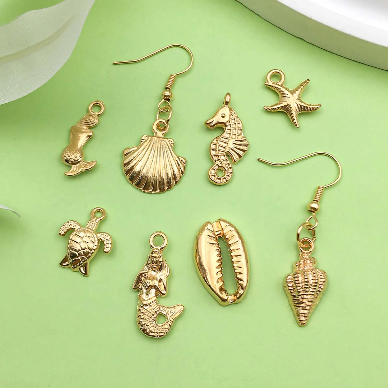 16/20pcs Marine Lfe Charms Alloy Turtle, Shell, Starfish Design Pendants For DIY Bracelet Necklace Jewelry Making Accessories