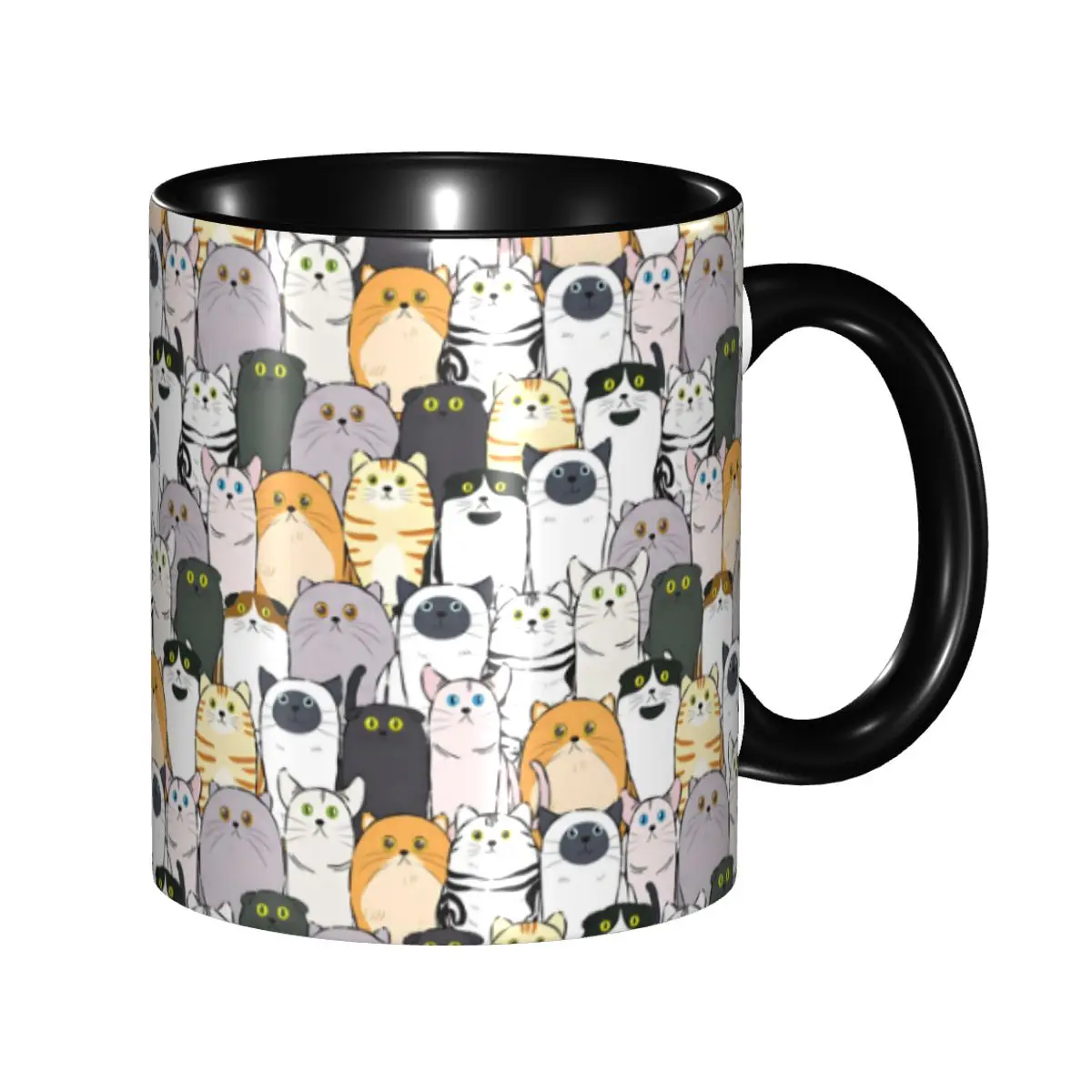 

Personalized DIY Cute Black Cat Ceramic Mugs Colorful Pattern Oil Painting Coffee Cups Creative Gift