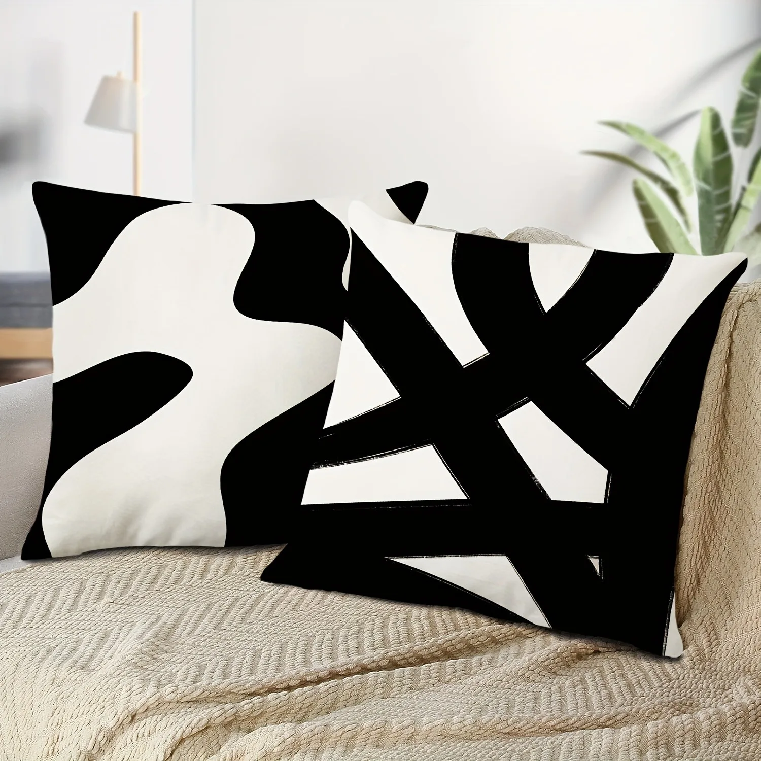 Abstract Simple Black Line Printed Pillowcase Living Room Sofa Chair Cushion Cover Home Room Decoration Without Pillow Core