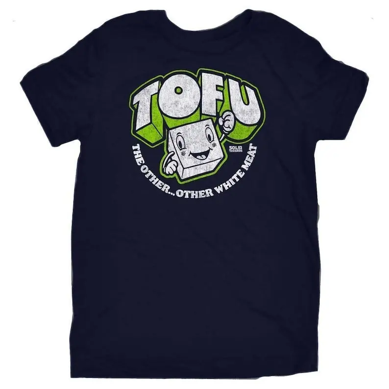 Tofu The Other White Meat Kid's Vintage Inspired T-Shirt Cool Vegetarian Graphic Tee Funny Food Kids Shirt Supports Animal Right
