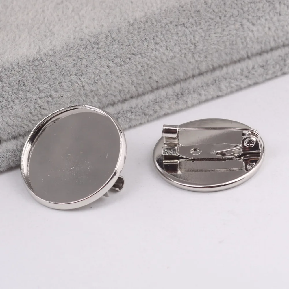 onwear 50pcs cabochon brooch setting blanks fit 20mm metal round brooch pin bezel trays diy base for broches making