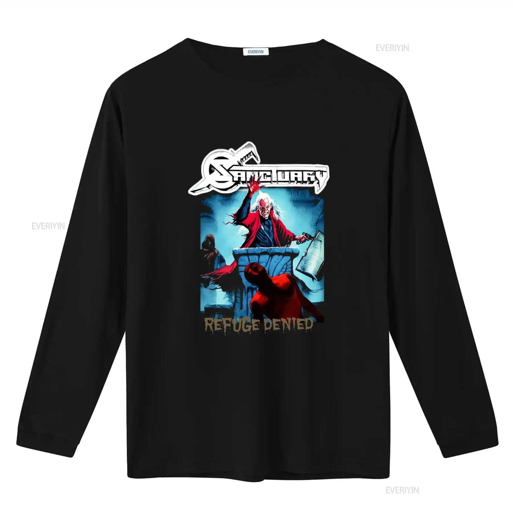 Sanctuary Refuge Denied Crimson Glory Nevermore Overkill New Black T Shirt for Men vintage Washed homme Stylish Casual