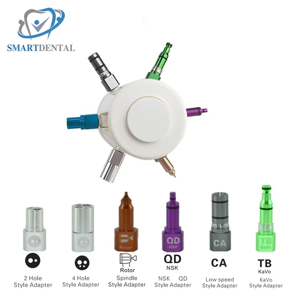 Dental Handpiece Cleaning Oil Lubricator With 6 Style Connector Portable Maintenance Tools