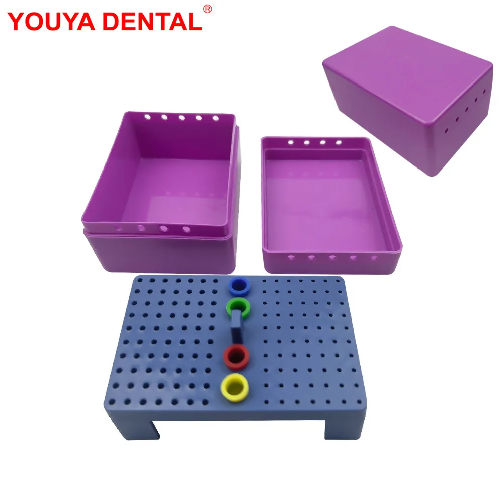 144 Holes Dental Bur Box Stand Block Plastic Endo Box Dental Sterilization Tray Autoclavalbe Dentistry Lab Disinfection Box Case