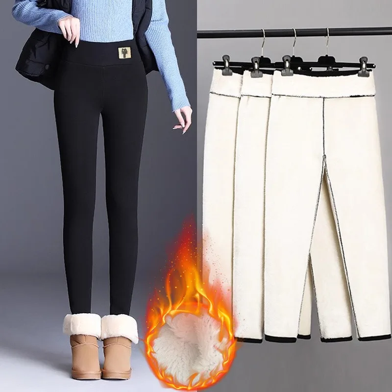 

Новые женские шерстяные кашемировые флисовые леггинсы с высокой талией, зимние утепленные теплые леггинсы, эластичные колготки, теплые брюки, тонкие бархатные чулки