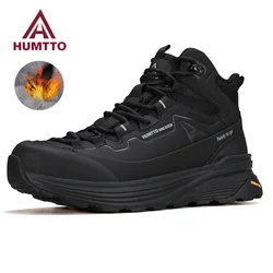 HUMTTO Outdoor Casual Trekking Boots Winter Men's Sneakers Leather Hiking Shoes Men Keep Warm Snow Boots for Man 2024 Trainers