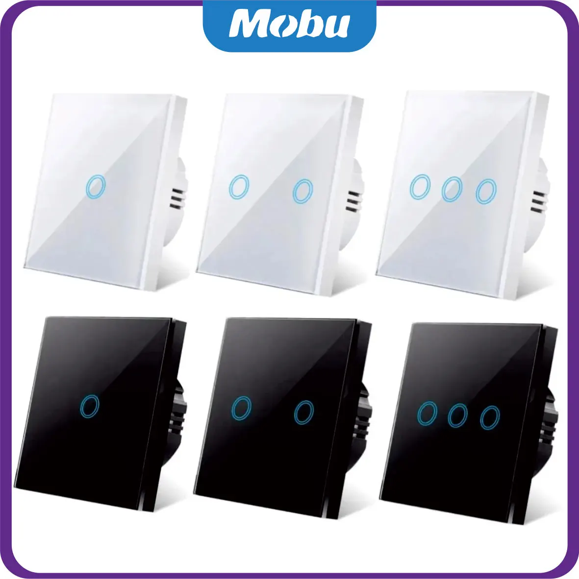 mobu EU Touch Switch LED Crystal Glass Panel Wall Lamp Light Switch 1/2/3 Gang AC100-240V LED Sensor Switches Interruttore