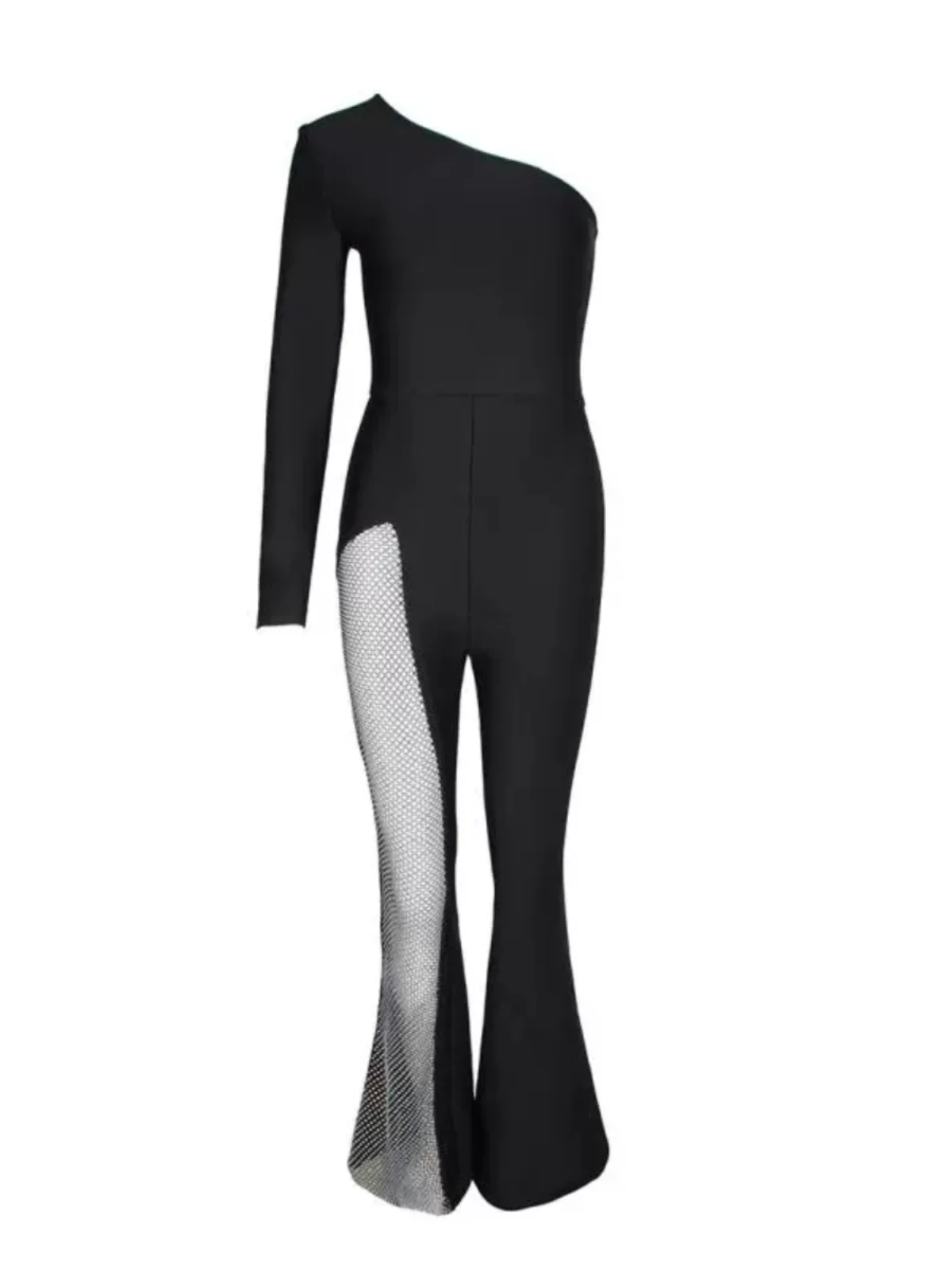 Nowy, modny kombinezon na jedno ramię z długim rękawem, zdobiony cyrkoniami, idealny do sesji zdjęciowych, seksowny, z wycięciami, z wysokim stanem...