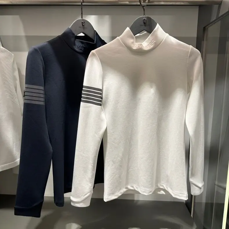 AMAZINGCRE Quick-Drying Perspiration Sports Long-Sleeved Spring Top Quality Men's Golf Top Breathable  Polo Shirts