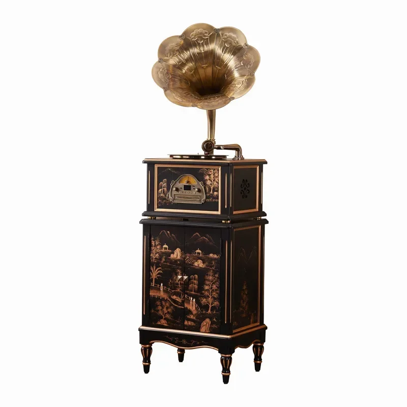 

Light luxury retro phonograph speaker bronze speaker antique electric vinyl phonograph