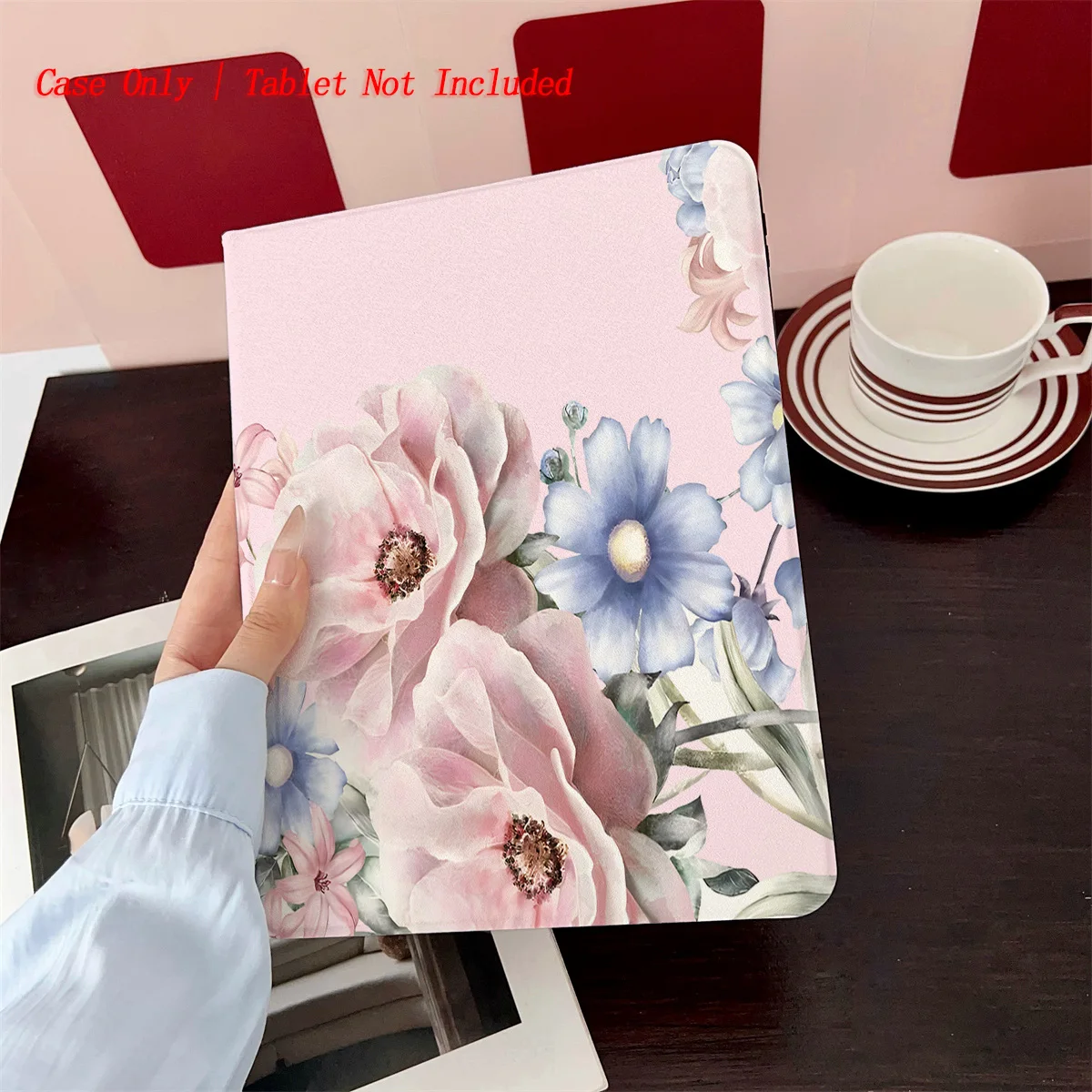 

Elegant Light Pink & Blue Flowers Design iPad Case For Apple iPad Pro 11/12.9 Air 5 Mini 5 8th Gen Fashion Cover