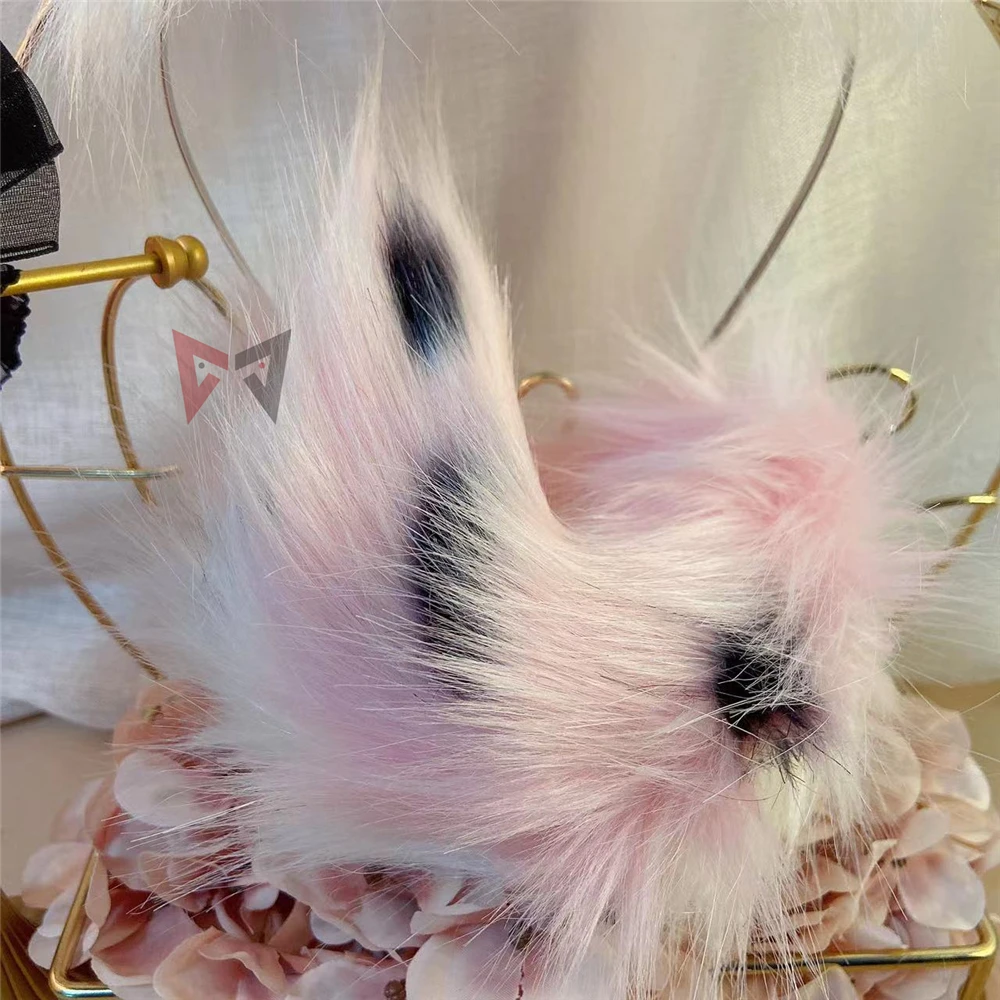 New Handmade Work Pink Bunny Rabbit Ears Hairhoop Nurse Hat Tail Necklace Earrings Cosplay Lolita Acessories Headwear