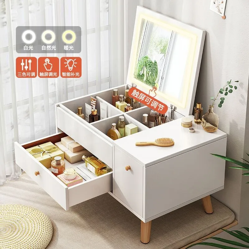 Bay window dresser storage cabinet integrated bedroom small apartment makeup table modern simple Internet celebrity ins style