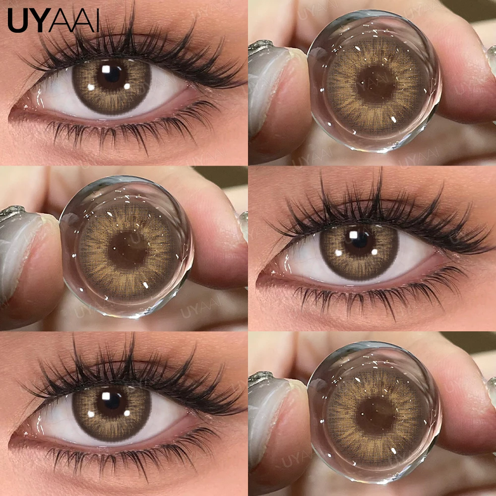 UYAAI Color Contact Lenses Set 10ml Eye Drops Lenses 1 Pair Contact Lens Cleaner Container Blue Eye Color Lenses Gray Lenses