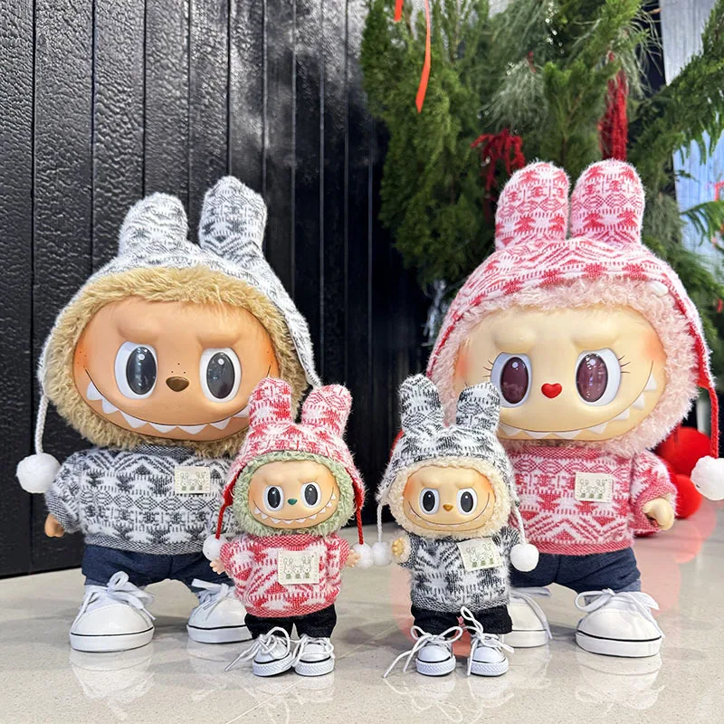 

Для Labubu 38 см 17 см плюшевая кукольная одежда для кукол 38 см Mokoko милая жаккардовая рубашка с заячьими ушками комплект для влюбленных красный комплект для отдыха