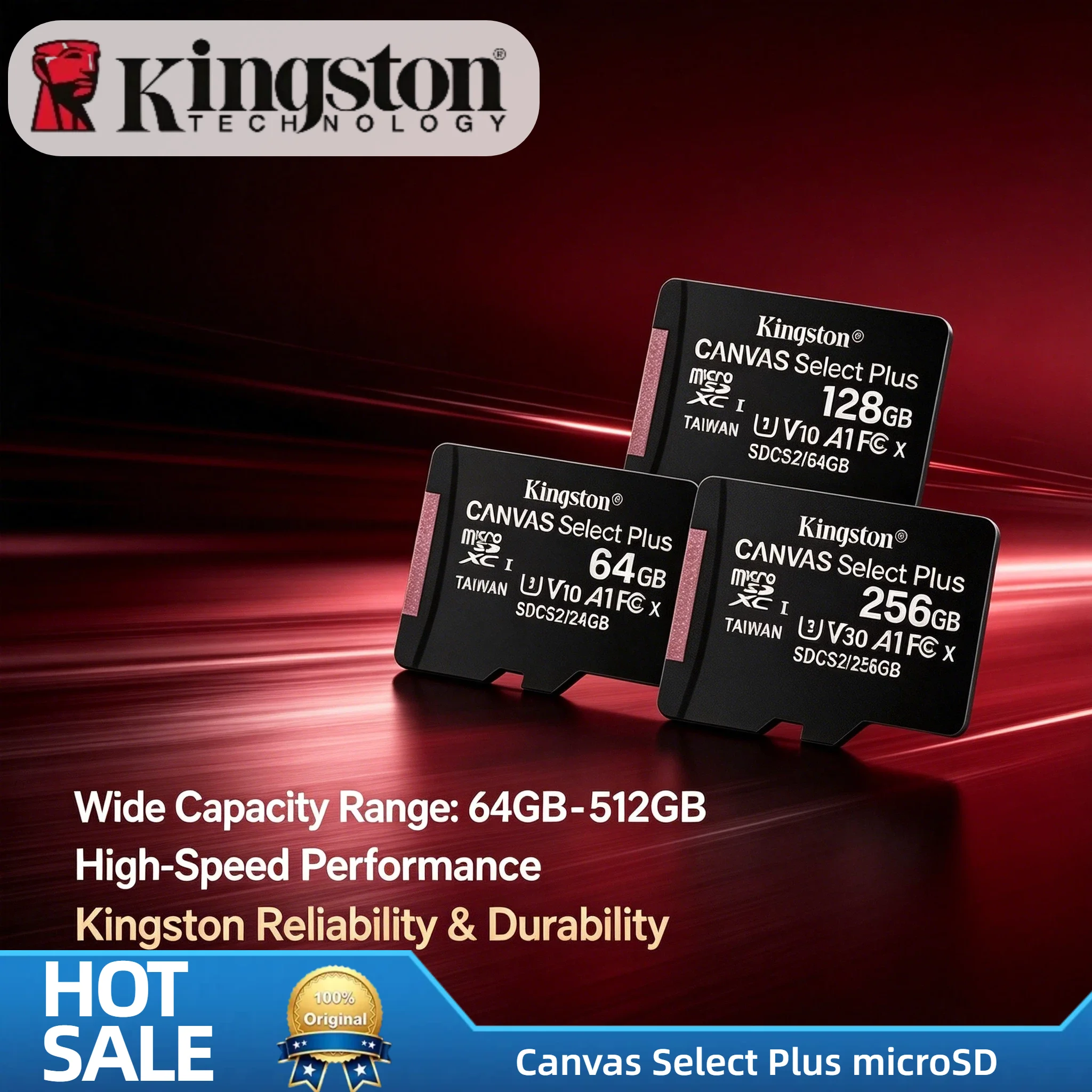 Kingston 64GB 128GB 256GB 512GB MicroSD Card A1 V10 Original Flash Memory for Phone Tablet Nintendo Switch Gaming