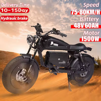 ZPW Black Warrior 1500W Motorbikes 48V 60AH Ebike Adult Road Electric Bicycle 20 inch Off-road Fat Tyre Electric Bike 78KM/H