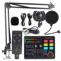 Likheung BM800+P100 Sound card microphone set Professional Audio Mixer Podcast Equipment Kit for PC Laptop Recording Streaming