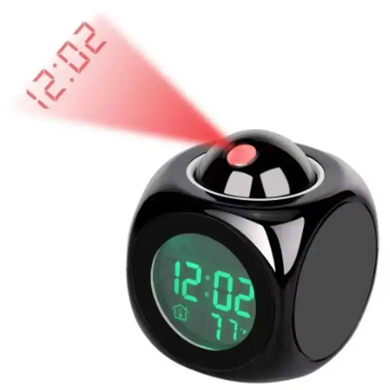 Multi Function Projection Chime Clock With LED Light Voice Alarm Digital Projection Clock For Home Bedroom Office Decor