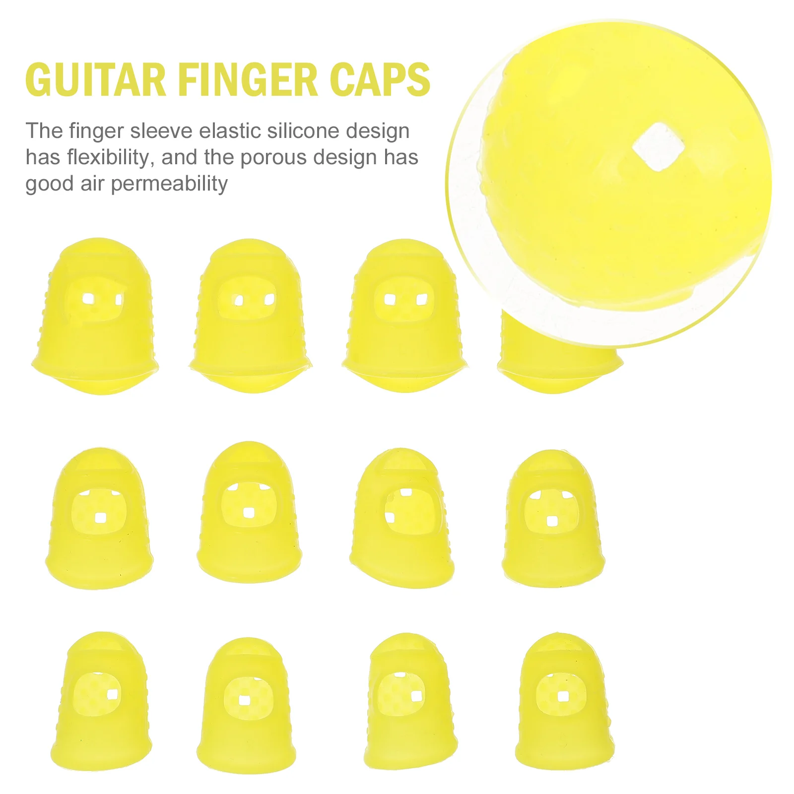 

12pcs Guitar Finger Caps Silicone Fingertip Cover Lightweight Selected Material Comfortable Elastic Covers Pick