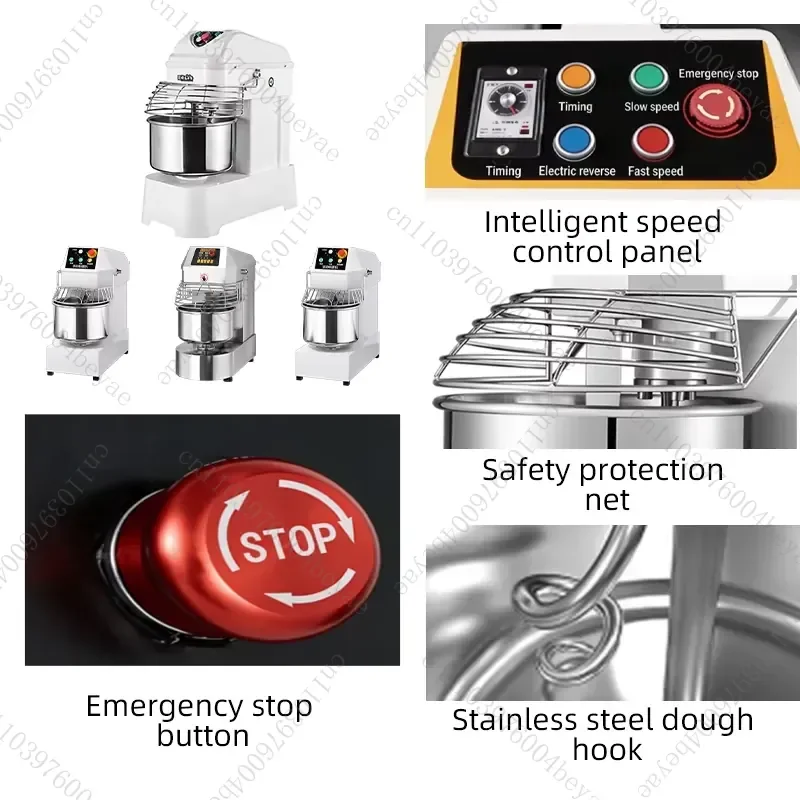 20L Commercial Equipment Machinery Dough Mixer, 8kg Flour Capacity Spiral Dough Kneading Machine for Hotel and Restaurant