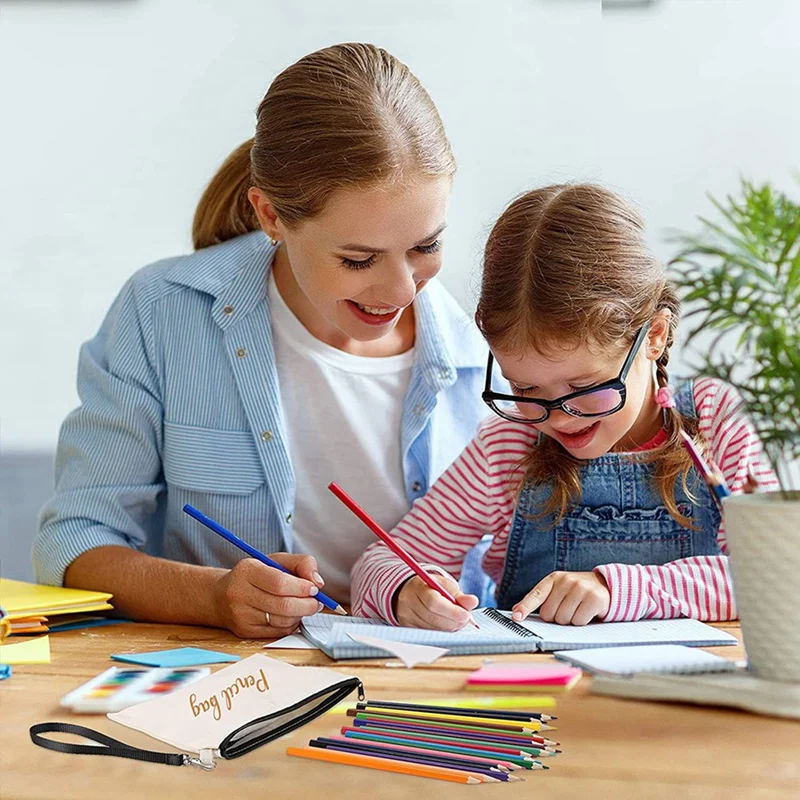 20 шт., сублимационные пустые ручки, искусственные сумки, холщовые карандаши, Женская холщовая косметичка, косметички, карандаши