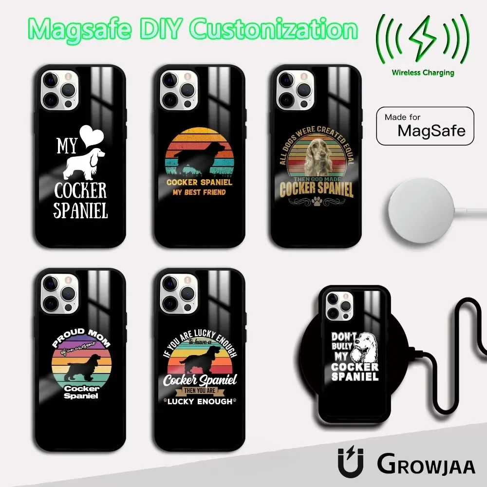 

Cartoon Cocker Spaniel Phone Case For iPhone 16 15 14 13 12 11 Pro Max Plus Mini Magsafe Mirror Wireless Magnetic Cover
