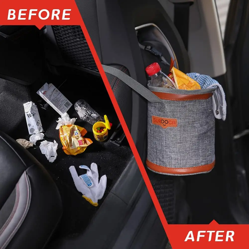 Garden tool bag waterproof car trash can,portable hanging car trash bag,collapsible car trash can for back seat or front seat