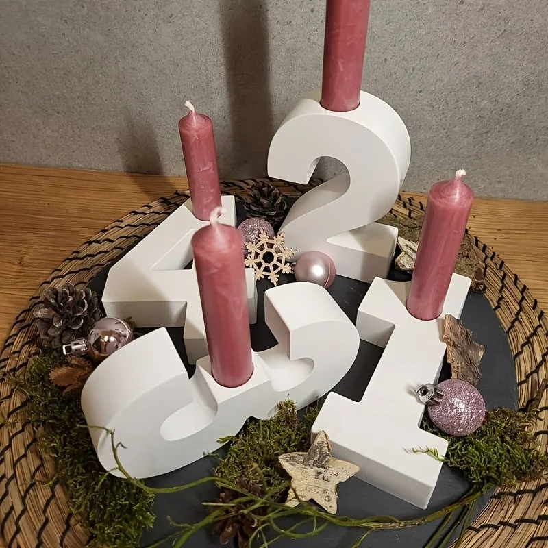 Digital Number Candle Holder Mold - 0-9 Silicone Mold for Birthday, Anniversary, Wedding Candles, DIY Number Candle Making Kit
