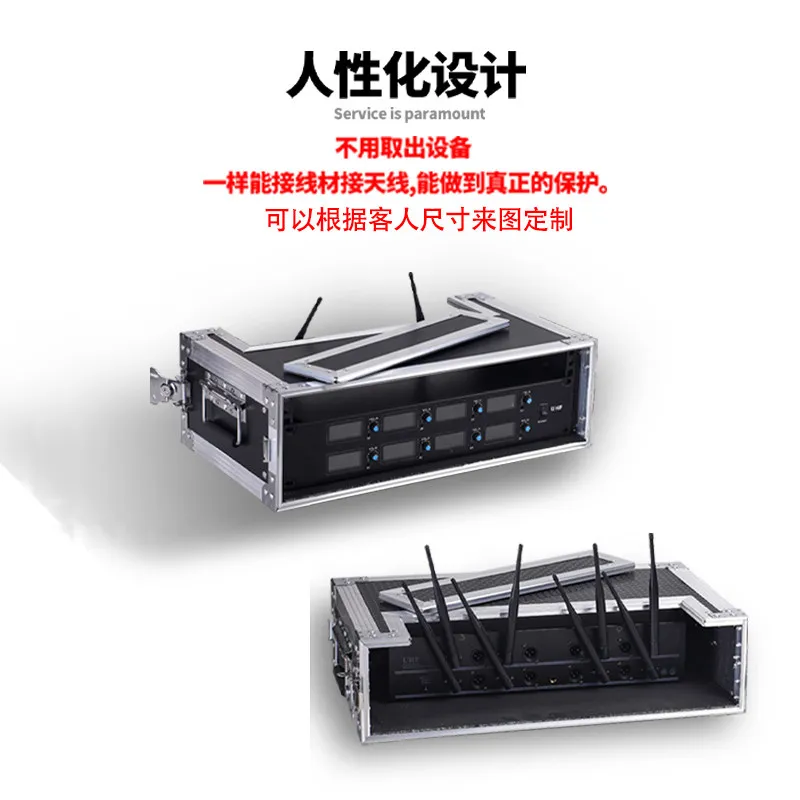 2U 3U Wireless Microphone Receiver Rack Case, Aluminum Alloy Flight Case for Mic Receiver Transmitter Studio Equipment