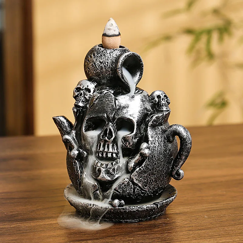 

New Popular Advanced Resin Reflux Aromatherapy Stove Home Decoration Creative Teapot Skull Skull Handicrafts Ornaments