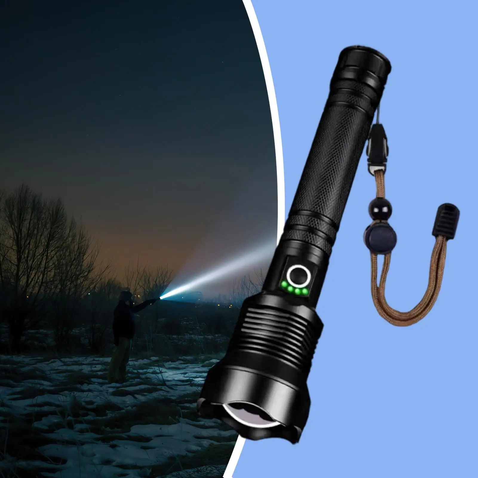 LED Flashlight Outdoor Portable Torch High Lumen Flashlight For Survival Hiking Backpacking Walking Running Night Fishing