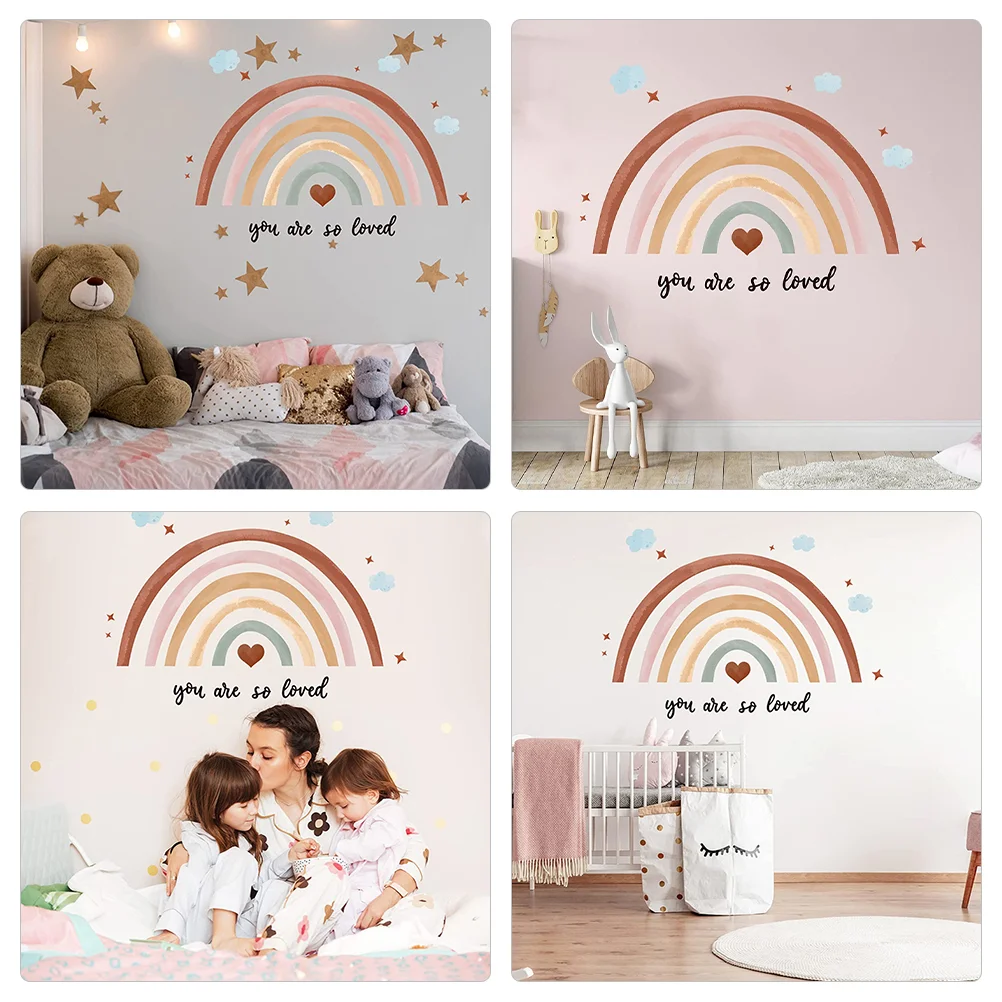 Boho Big Rainbow Wall Sticker Bedroom Decal for Girls Decor Stickers Home Living Wallpaper Bohemia