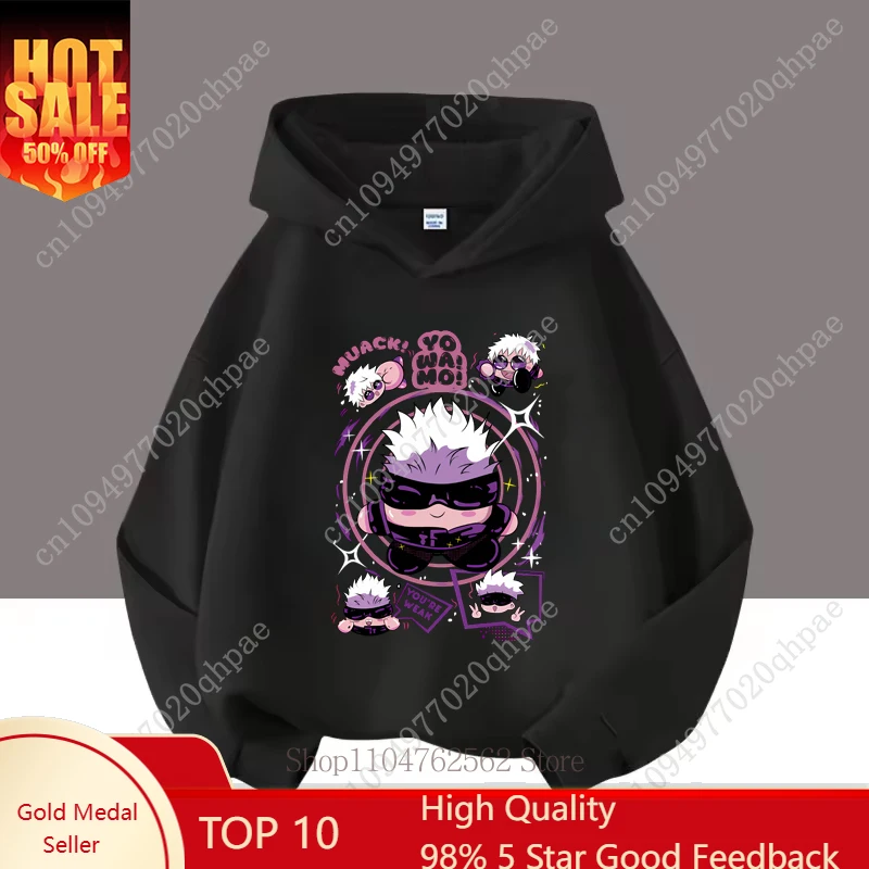 

Детские толстовки с героями мультфильмов Jujutsu Kaisen, осенне-зимние милые топы с длинными рукавами для мальчиков и девочек, топы с длинными рукавами, детские флисовые толстовки