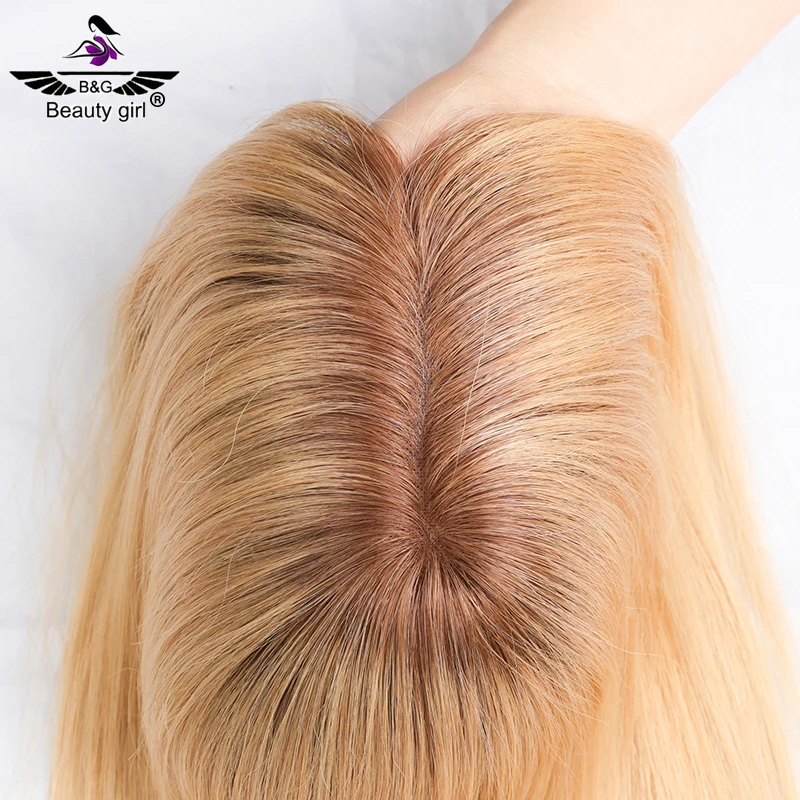

Natural Straight Cuticle Remy Human Hair Toupee For Women 130% Density Hairpieces Clips In 14" Mono Top Hair Topper