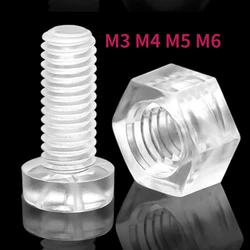 M3 M4 M5 M6 Transparent Acrylic Cross Round Head Nylon Screws Plastic Phillips Screw Bolt/Nuts